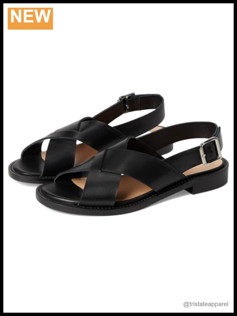 Waterproof Leather Block Heel Slingback Sandals Casual Open Toe